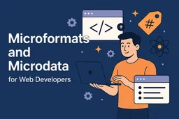 HTML code with Microdata and Microformats semantic markup highlighted showing SEO structured data implementation