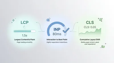 Core Web Vitals performance metrics showing LCP, INP, and CLS thresholds for 2026