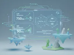 Performance monitoring dashboard showing LCP and INP metrics optimization with CDN and RUM data
