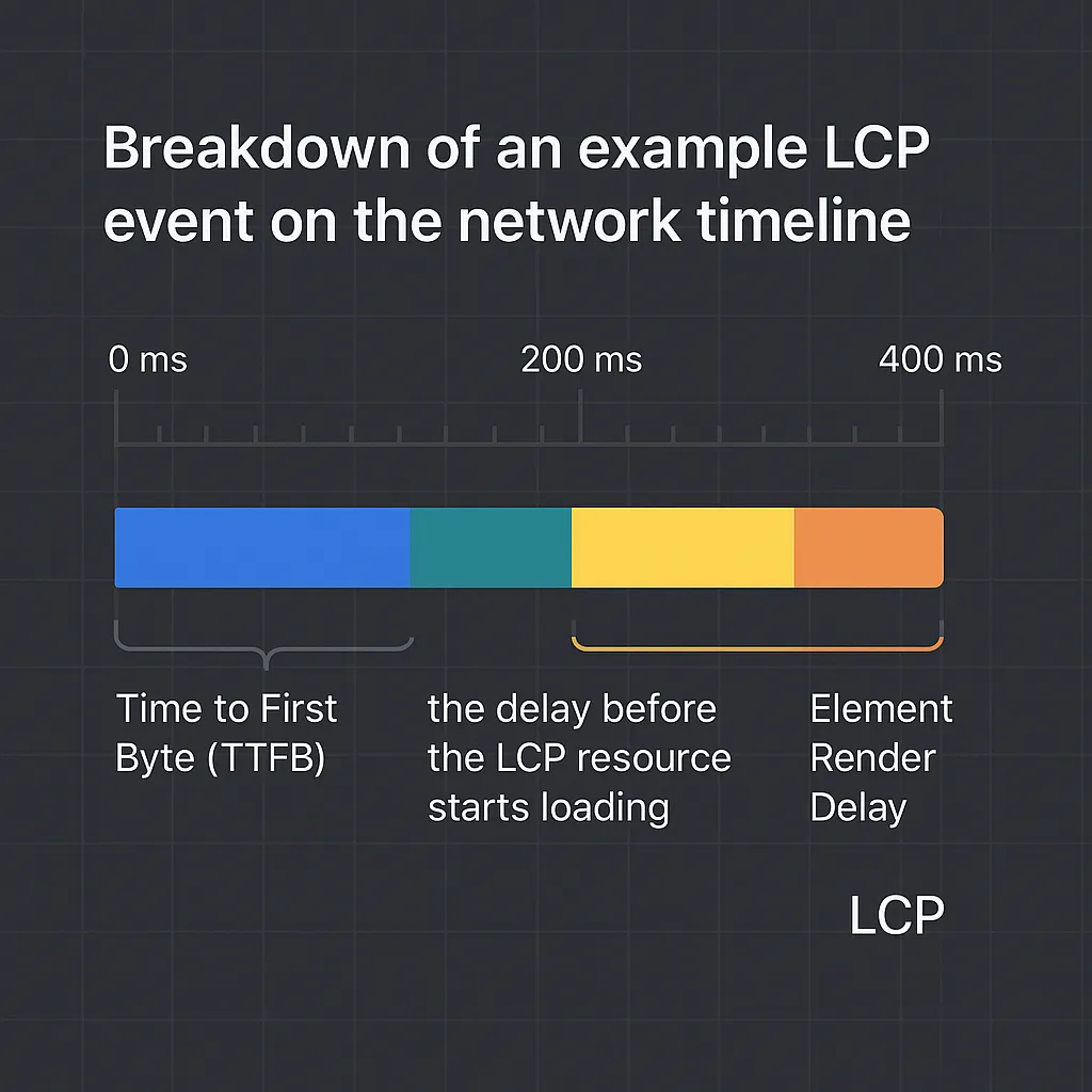 Breakdown of an example LCP event on the network timeline.