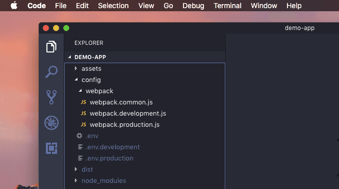 The webpack configuration in the config directory used to build the react application